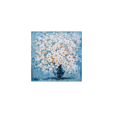 Yosemite Home Decor White Wildflower Bouquet Wall Art - Floral Home Decor Blue