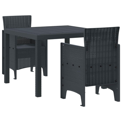 vidaXL Garden Dining Set 3 pcs Anthracite Polypropylene, Chill Outdoor Dining Set, Stylish Garden Furniture, Easy-to-Carry Seating, Tough Patio Table for Summer Fun