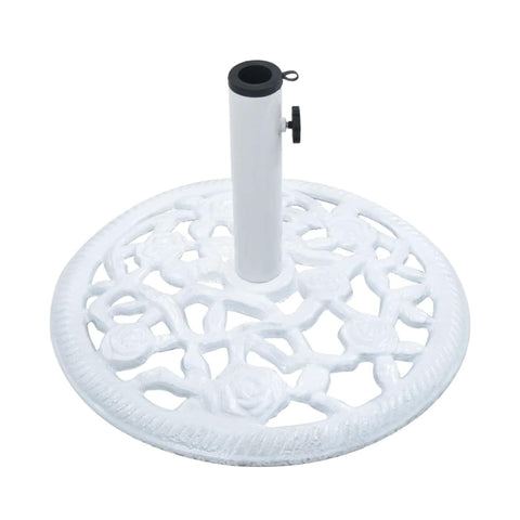 Oakestry Cast Iron Umbrella Base White Decorative Inlay Heavy Duty Outdoor Parasol Stand Garden Patio Stable Support