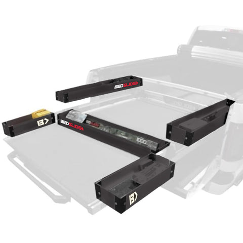 Bedslide Bedbin Complete 5 Piece Kit Truck Bed Organizer, Storage Attachments, Additional Space for Organization, Black