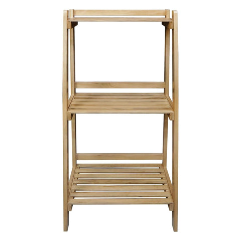 Oakestry Woodhaven Slatted 3 Shelf Ladder Bookcase Solid American Gum Wood Modern Open Display Rack Vertical Storage Organizer Home Office Living Room Bedroom Durable Decorative Furniture