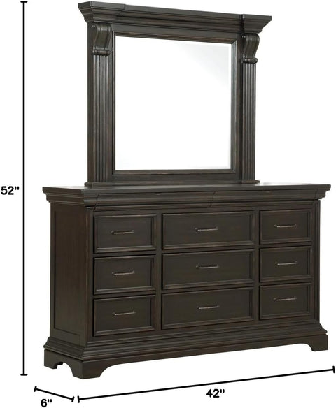 Pulaski Caldwell Wood Dresser-Mounted Mirror in Dark Brown Furniture