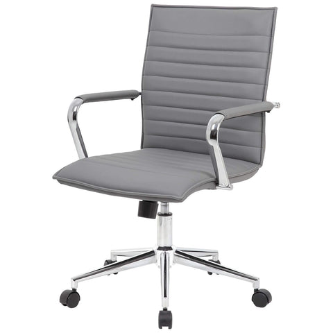 Oakestry Hospitality Chair Grey Vinyl Upholstery Black Frame Guest Seating Solution Modular Conference Dining Room Break Area Meeting Space Lightweight Portable Steel Legs Scratch Resistant Finish