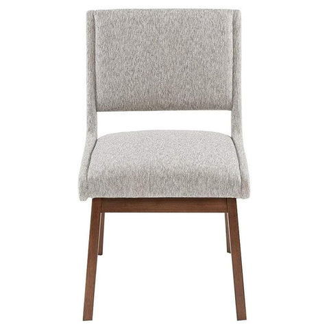 Oakestry 2Pc Dining Chair Soft Upholstery Fabric Side Chair with Modern Design Wood Legs for Room, Kitchen, Light Grey