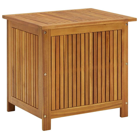 vidaXL Wooden Deck Box - Outdoor Teak Storage Chest, Ideal for Patio Furniture Cushions, Pool Accessories, Garden Tools - Water-Resistant Bag Inside - 23.6''x19.7''x22.8'', Solid Acacia Wood