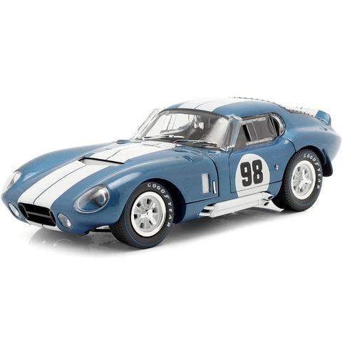 1965 Shelby Cobra Daytona Coupe #98, Blue w/ White Stripes - Shelby SC130 - 1/18 Scale Diecast Model Toy Car