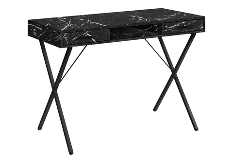Monarch Specialties I 7793 Computer Desk, Home Office, Laptop, Left, Right Set-up, Storage Drawers, 42" L, Work, Metal, Laminate, Black Marble Look, Contemporary