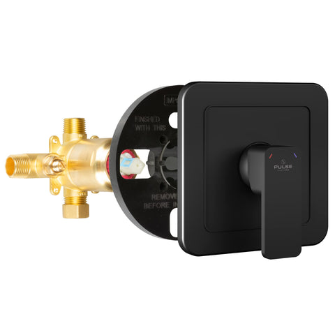 PULSE ShowerSpas 3003-RIV-PB-MB Tru-Temp Mixing Valve, Pressure Balance Rough-In Valve Trim Kit, Square, 1/2" NPT, Matte Black