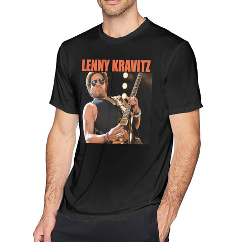 PADIDA Lenny Kravitz XX-Large Men's Cotton Round Neck Short Sleeve T-Shirt Shirt Black