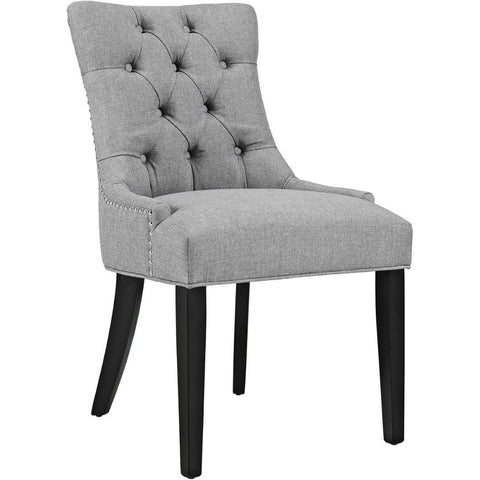 Oakestry Modern Tufted Upholstered Dining Chair with Nailhead Trim Elegant High-Back Accent Seat for Kitchen Living Room or Restaurant Comfortable Padded Seating Sturdy Wood Legs Light Gray