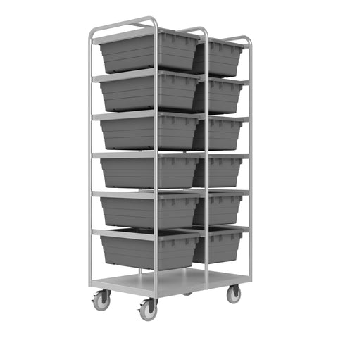 Durham STBR-303672-12-5PU Stainless Steel Tub Rack Cart, 12 bins