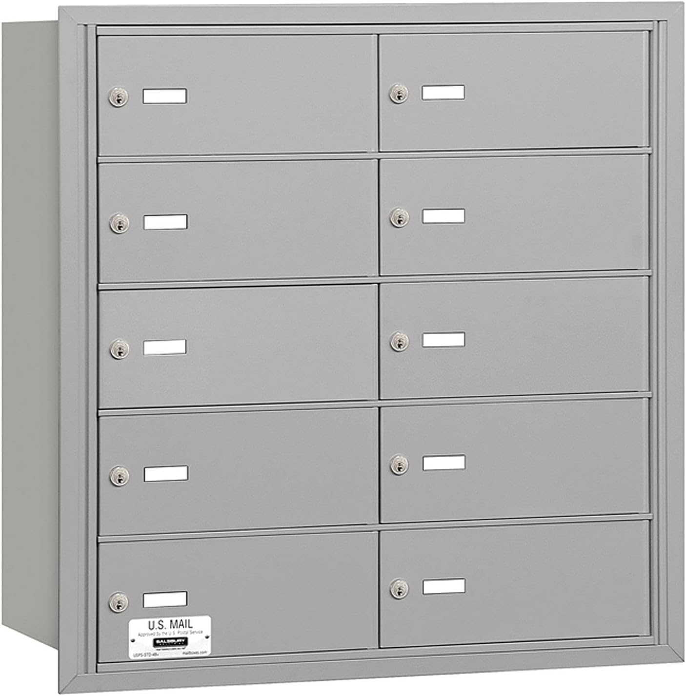 Salsbury Industries 3610ARP 4B Plus Horizontal Mailbox, 10 B Doors, Rear Loading, Private Access, Aluminum