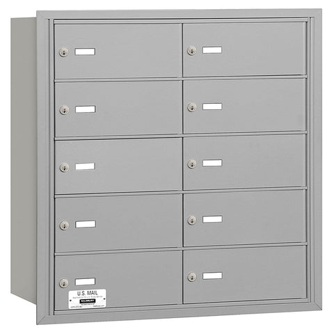Salsbury Industries 3610ARP 4B Plus Horizontal Mailbox, 10 B Doors, Rear Loading, Private Access, Aluminum