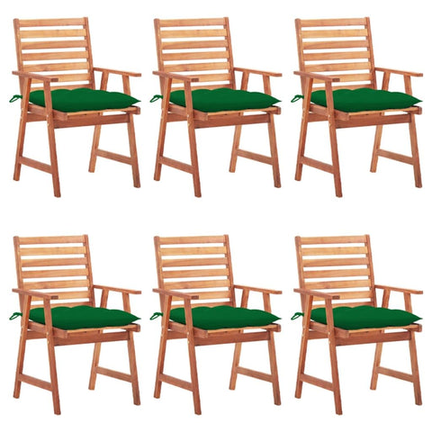 vidaXL Outdoor Dining Chairs Set with Cushions Solid Acacia Wood 6 Pieces Weather Resistant Fabric for Garden and Patio Retro Design Chair Wooden Furniture Seating Cushioned