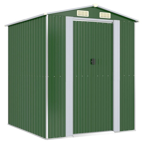 vidaXL Galvanized Steel Garden Shed: Weatherproof Outdoor Storage for Tools and Equipment, Spacious and Ventilated, Easy Assembly, in Green