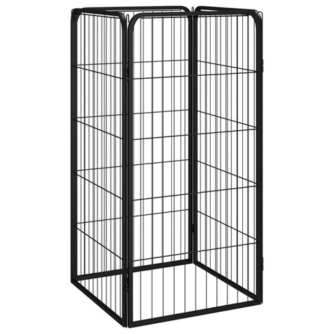 vidaXL Dog Playpen Black Powder-Coated Steel 19.7 x 39.4 in Dog Playpen