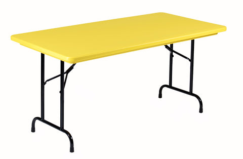 Correll R2448-28 R Series, Blow Molded Plastic Commercial Duty Folding Table, Rectangular, 24" x 48", Brilliant Yellow, Custom Built to Order in The USA