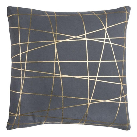 Rizzy Home | T11963 | Down Fill Decorative Pillow | 20"x20" Gray/Metallic/Yellow
