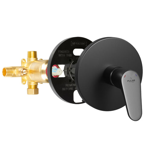 PULSE ShowerSpas 3001-RIV-PB-MB Tru-Temp Mixing Valve, Pressure Balance Rough-In Valve Trim Kit, Round, 1/2" NPT, Matte Black