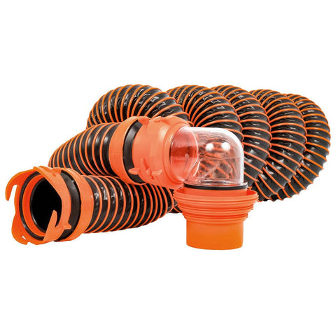 Camco RhinoEXTREME 15-Foot Camper/RV Sewer Hose Kit | Features TPE Technology for Abrasion Resistance and Crush Protection | Includes Pre-Attached Rhino Swivel Fittings (21011)
