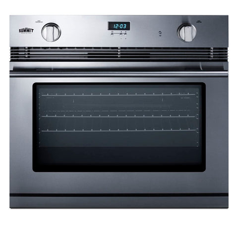 Summit Appliance SGWOGD30 30" Stainless Steel Gas Wall Oven w/ LP Conversion Kit Included, Electronic Ignition, Large Window, and Adjustable Shelves
