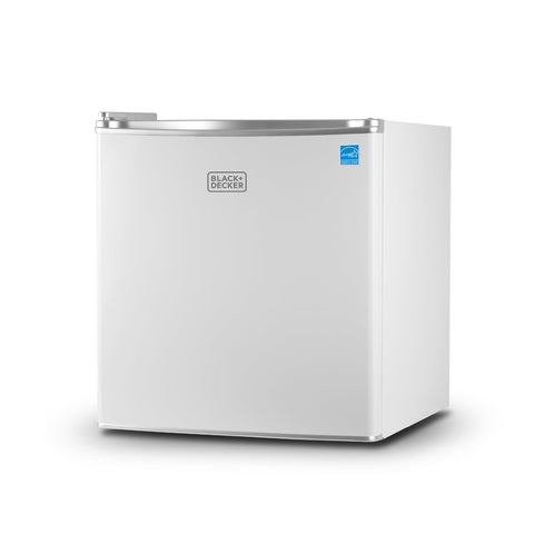 BLACK+DECKER 1.7 Cu. Ft. Compact Refrigerator, ENERGY STAR Certified, Single Door Mini Fridge with Chiller Compartment, Personal Fridge for Home or Dorm Room, R600a Refrigerant, BCRK17W, White