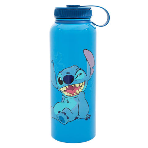 Disney Lilo & Stitch "Ohana Means Family" Stainless Steel Water Bottle With Spill-Resistant Lid | Large Sports Jug For Gym, Work | Holds 42 Ounces