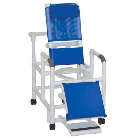 Reclining Shower Chair Style: With Leg Extension and Slide Out Footrest, Color: Royal Blue