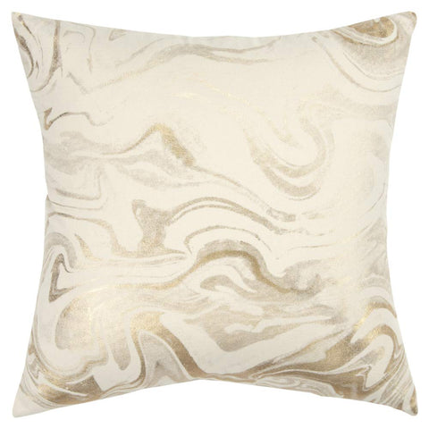 Rizzy Home Ivory/Gold Abstract Pillow Cover