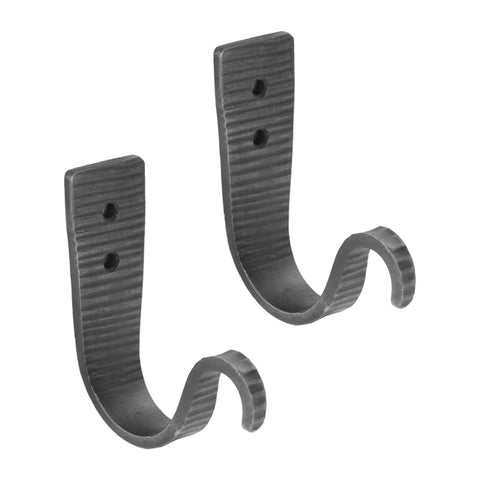 Oakestry Hammered Strap Wall Hook Pair Black Metal Decorative Hanging Hooks for Garden Tools Lanterns Plants Entryway Storage Wall Mounted Organizer for Indoor Outdoor Use