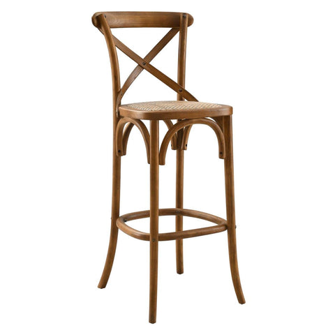 Modway Gear X-Back Wood Bar Stool in Walnut