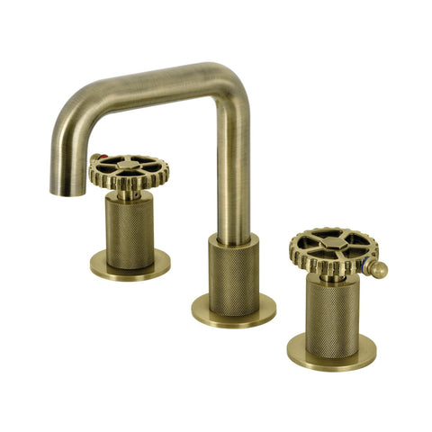 Kingston Brass KS1413CG Fuller Widespread Bathroom Faucet with Push Pop-Up, Antique Brass