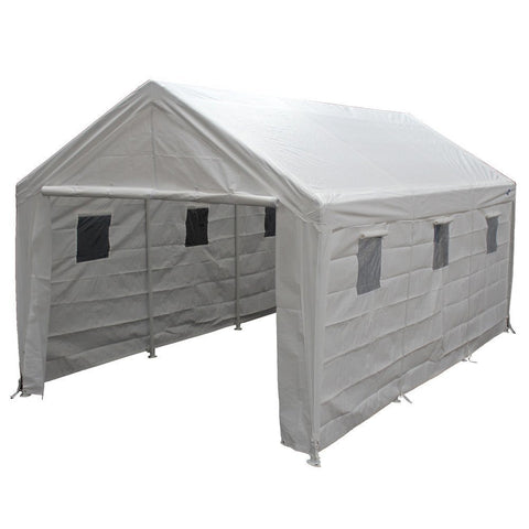 King Canopy Hercules with Enclosure Kit 10-Feet by 20-Feet, 2-Inch Steel Frame, 1.5 Purlins, 8-Leg, White