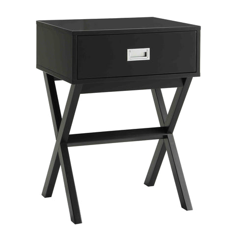 Convenience Concepts Designs2Go Landon End Table 19" - Modern Side Accent with Storage Drawer for Transitional, Contemporary Living & Family Room, Black