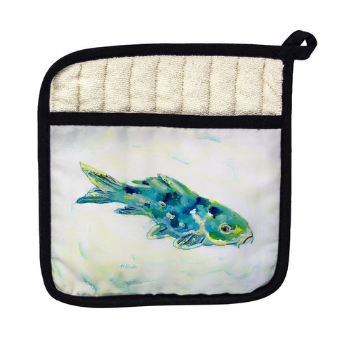 Betsy Drake PT136 Blue Koi Pot Holder