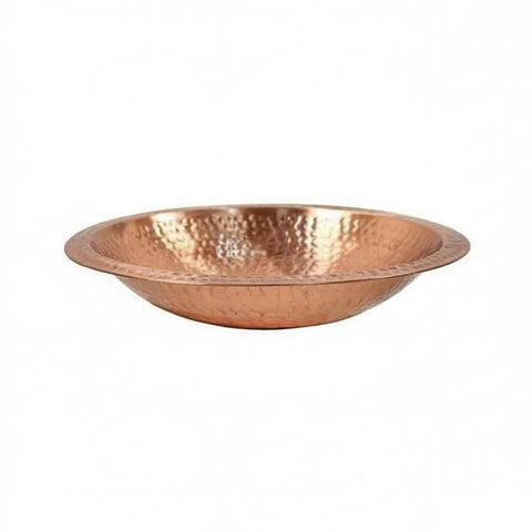 Oakestry Hammered Copper Bowl Rimmed Outdoor Garden Decorative Handcrafted Patina Accent Basin