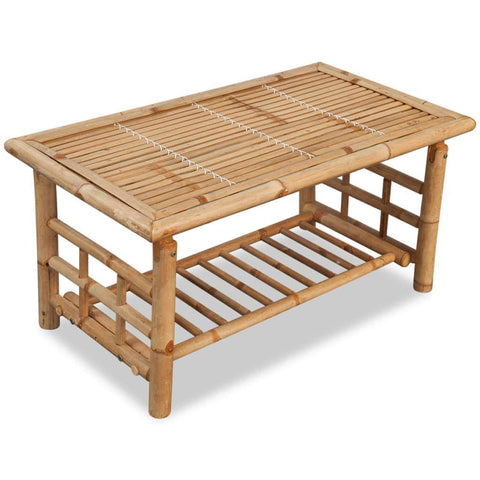vidaXL- Rectangular Coffee Table with Bamboo Timber for Indoor and Outdoor Use - Unique Tropical Flair Design - Brown