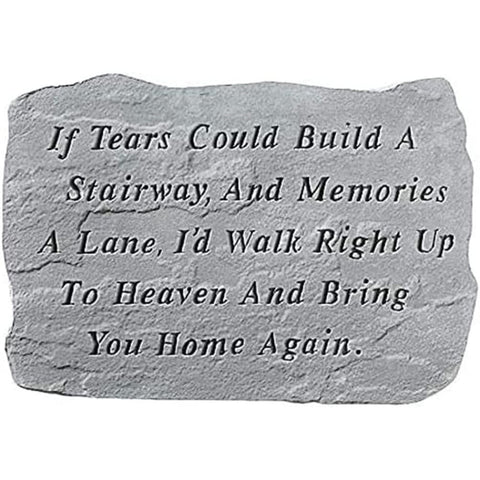 Oakestry Memorial Garden Stone If Tears Could Build a Stairway Cast Stone Outdoor Grave Marker Engraved Sympathy Plaque for Loved One or Pet Loss Weather Resistant Decor