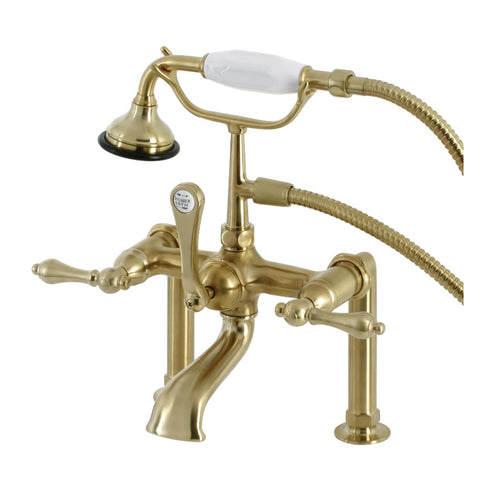 Kingston Brass AE103T7 Auqa Vintage Deck Mount Clawfoot Tub Faucet, Brushed Brass