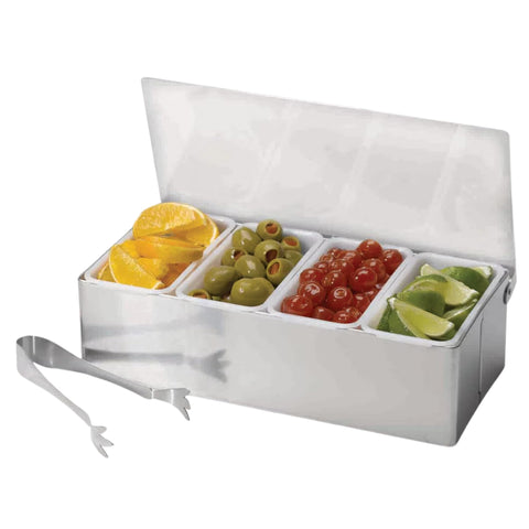 TableCraft 4 Compartment Bar Caddy With Tongs