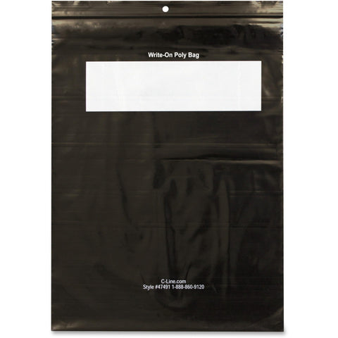 C-Line Write-On Reclosable Poly Bags for Tools, 9"W x 12"L, Black, Box of 1,000
