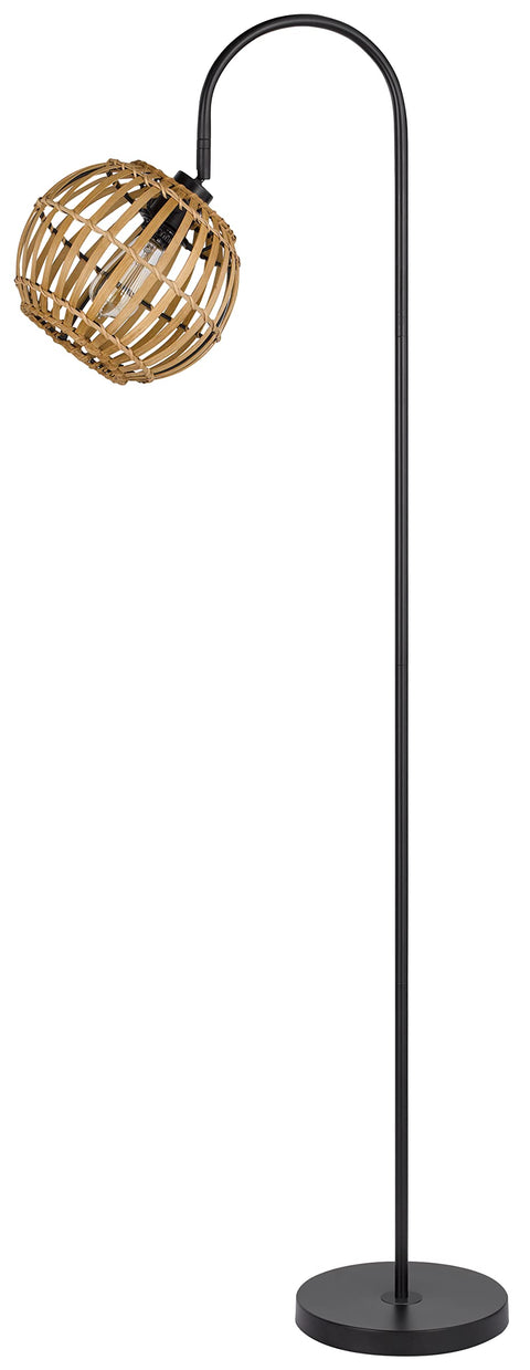 Cal 60W Worcrest downbridge Metal Floor lamp with Bamboo Shade, Black (BO-3079FL)