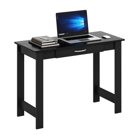 FURINNO Jaya Writing Desk For Residential Use With DrawerBlack, Blackwood, Large