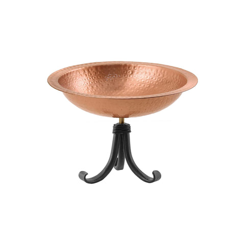 Oakestry Hammered Solid Tripod Stand Birdbath Satin Copper Finish Outdoor Garden Wildlife Water Feature Yard Lawn Landscape Accent