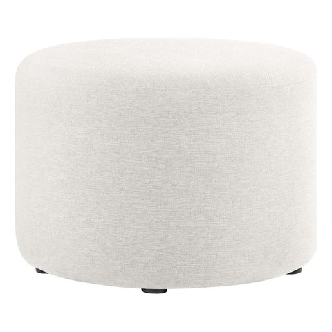Modway Callum 23 Inch Round Ottoman in Ivory Fabric, Woven Heathered Fabric - Upholstered Ottoman for Living Room - Ottoman Side Table, Small Ottoman Coffee Table - Accent Table or Footrest Ottoman
