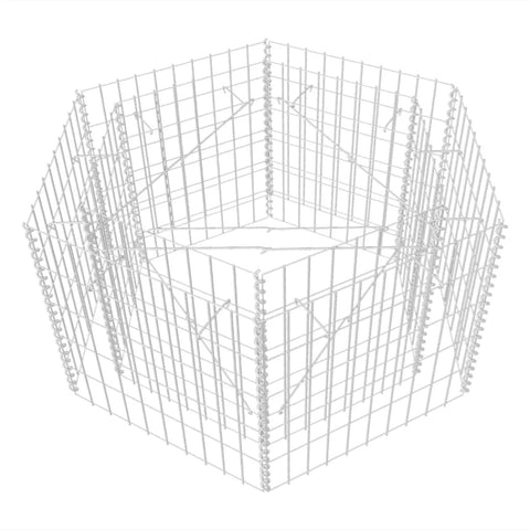 vidaXL Gabion Basket Hexagonal, Galvanised Steel Gabion Planter, Gabion Raised Bed for Garden, High Load Capacity, 39.4"x35.4"x19.7"