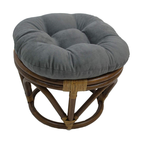 International Caravan Furniture Piece Rattan Ottoman with Micro Suede Cushion