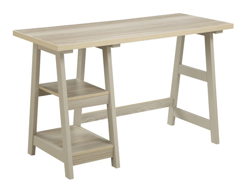 Convenience Concepts Designs2Go Trestle Desk 47" - Modern Desk or Vanity with Shelves, for Office, Dorm, Living Room, Weathered White