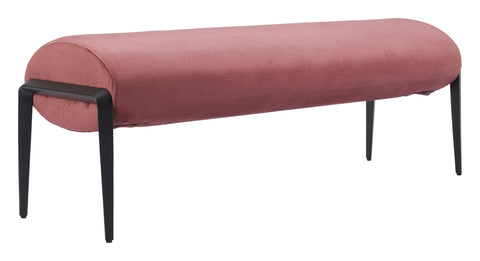 Zuo Glatt Bench Brown, Brown Bench, Modern Style, Velvet, Seats up to 2, Plywood, Indoor Living, 53.5" W x 16.1" D x 18.9" H
