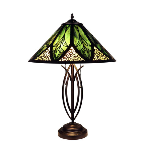 Chloe Lighting Retro-Style Stained Glass 2-Light Table Lamp 18" Shade